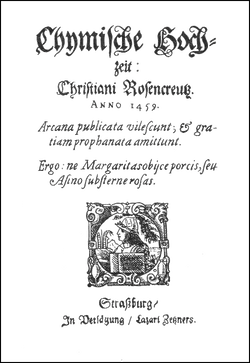 Title page of Chymische Hochzeit Christiani Rosencreutz, bearing the narrative date 1459 and the Strasbourg imprint of Lazarus Zetzner.